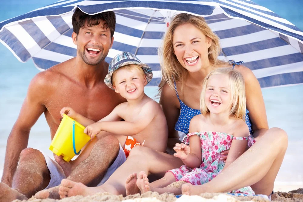Familie på solferie